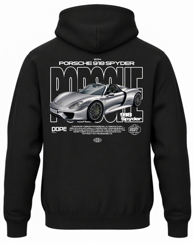 Czarna bluza z kapturem z nadrukiem Porsche 918