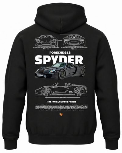 Czarna bluza z kapturem z nadrukiem Porsche 918 Spyder