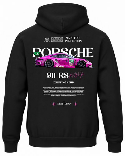 Czarna bluza z kapturem z nadrukiem Porsche – wzór 3