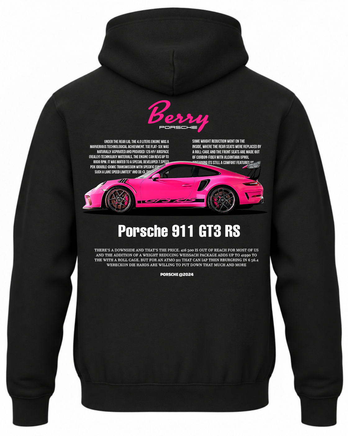 Czarna bluza z kapturem z nadrukiem Porsche Berry
