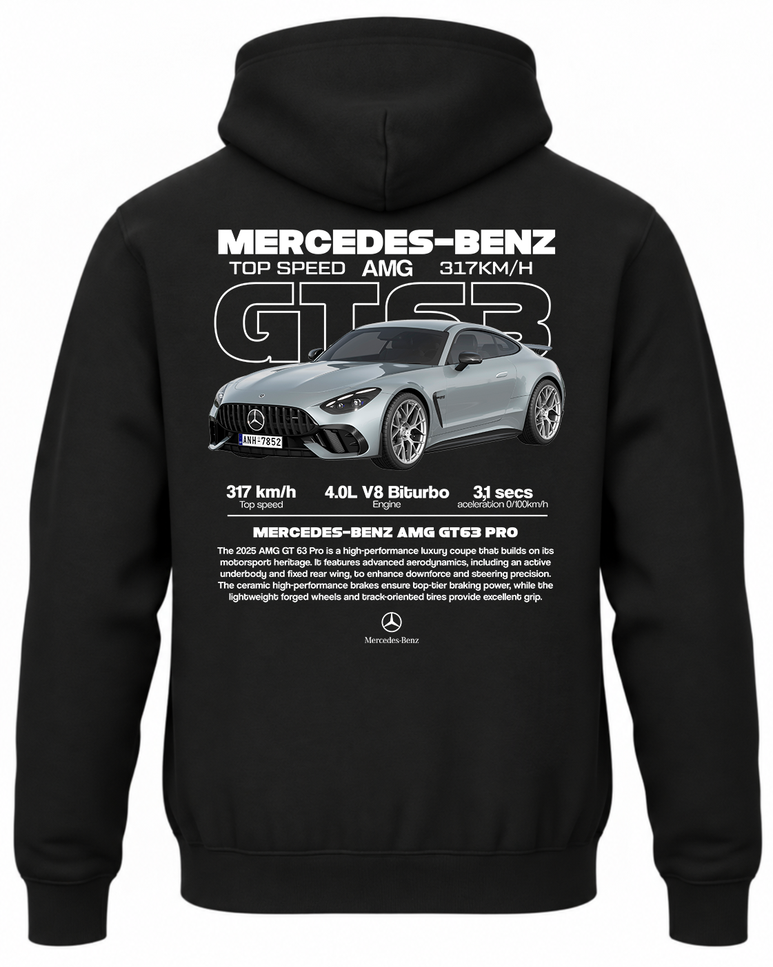 Czarna bluza z kapturem z nadrukiem Mercedes-Benz AMG – wzór 2