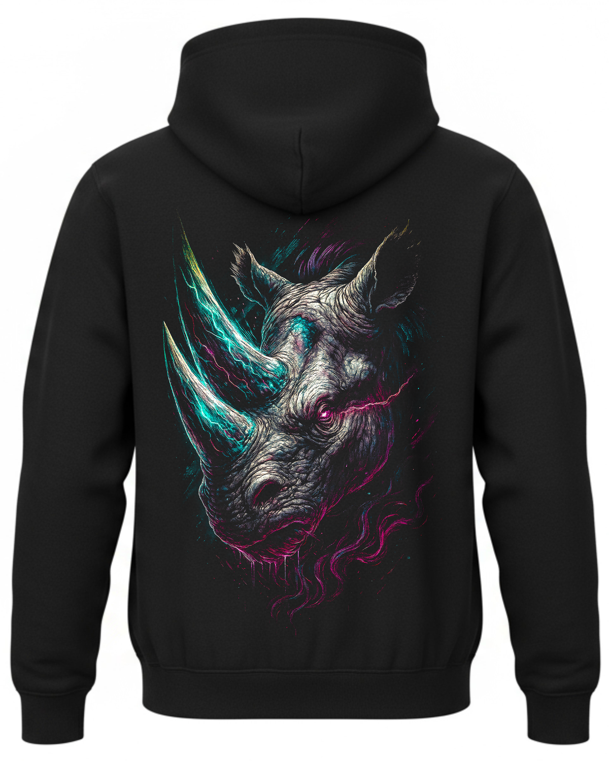 Bluza z głową nosorożca w neonowych barwach