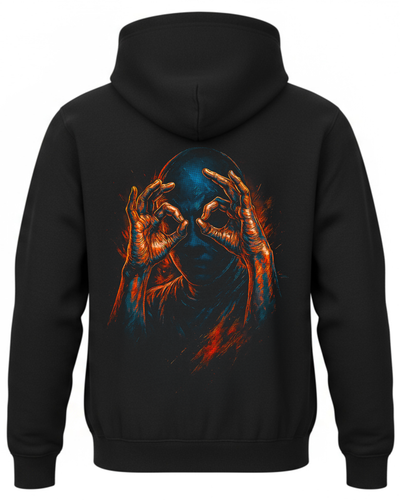 Bluza z postacią i okręgami z palców przy oczach