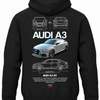 Czarna bluza z kapturem z nadrukiem samochodu Audi A3