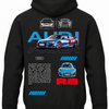 Czarna bluza z kapturem z nadrukiem niebieskiego Audi R8
