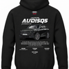 Czarna bluza z kapturem z nadrukiem samochodu Audi SQ5