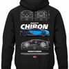 Czarna bluza z kapturem z nadrukiem samochodu Bugatti Chiron
