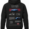 Czarna bluza z kapturem z nadrukiem samochodu Bugatti Veyron