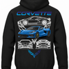 Czarna bluza z kapturem z nadrukiem samochodu Chevrolet Corvette