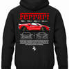 Czarna bluza z kapturem z nadrukiem czerwonego samochodu Ferrari F8 Tributo