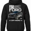 Czarna bluza z kapturem z nadrukiem samochodu Ford F-150 Raptor