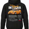 Czarna bluza z kapturem z nadrukiem sportowego samochodu Honda Integra