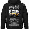 Czarna bluza z kapturem z nadrukiem żółtego samochodu Jeep Rubicon