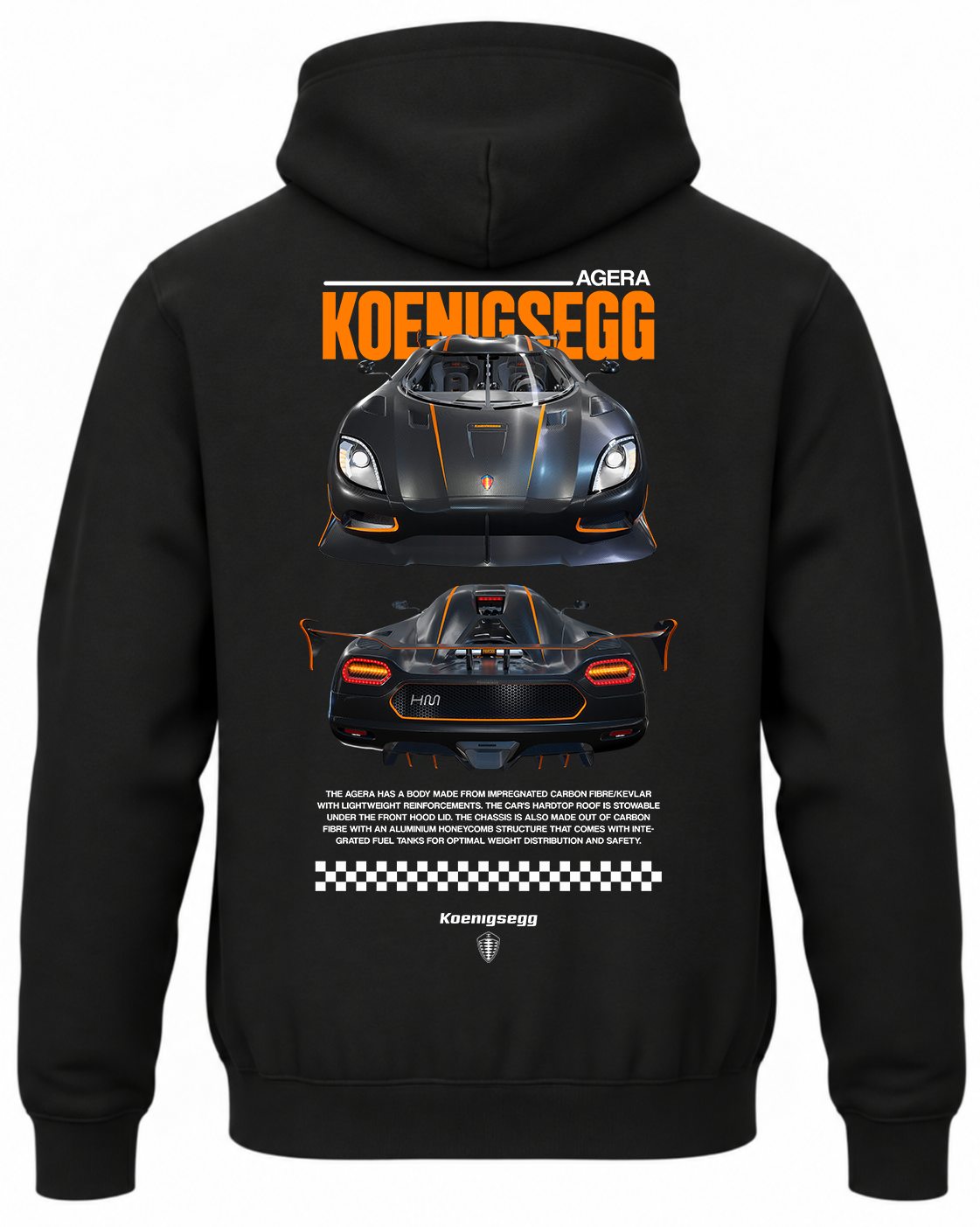 Czarna bluza z kapturem z nadrukiem Koenigsegg