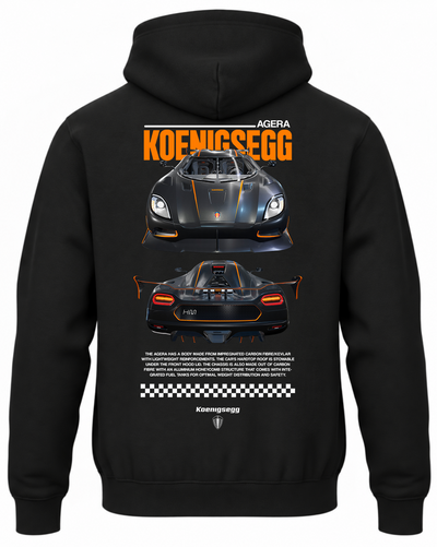 Czarna bluza z kapturem z nadrukiem Koenigsegg