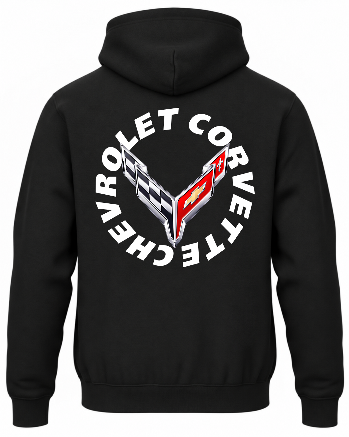 Czarna bluza z kapturem z nadrukiem logo Chevrolet Corvette