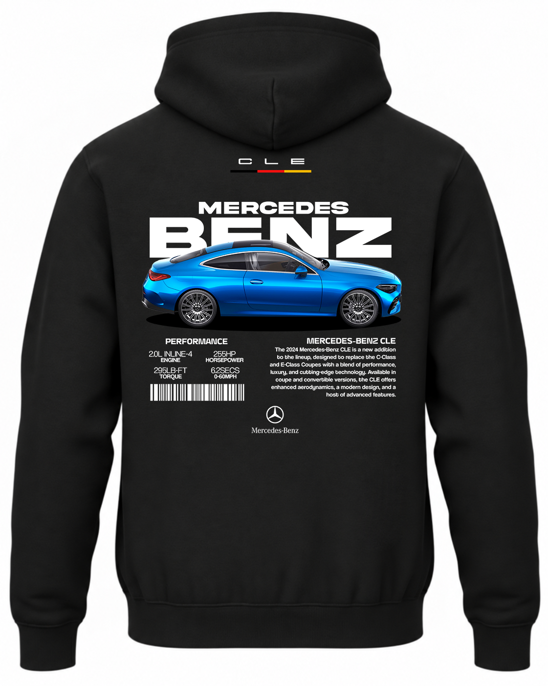 Czarna bluza z kapturem z nadrukiem Mercedes CLE