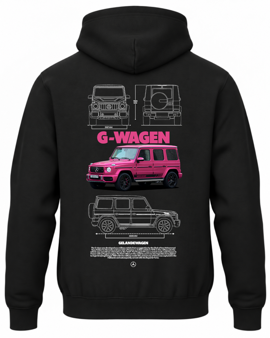 Czarna bluza z kapturem z nadrukiem Mercedes G-Wagen