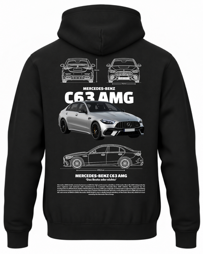 Czarna bluza z kapturem z nadrukiem Mercedes-Benz C63 AMG