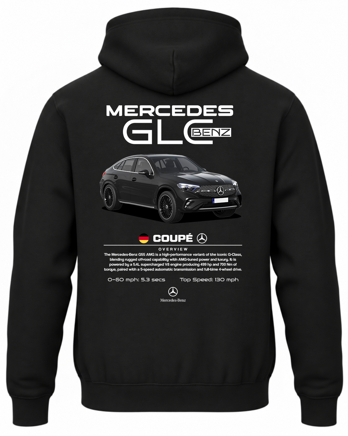 Czarna bluza z kapturem z nadrukiem Mercedes GLC