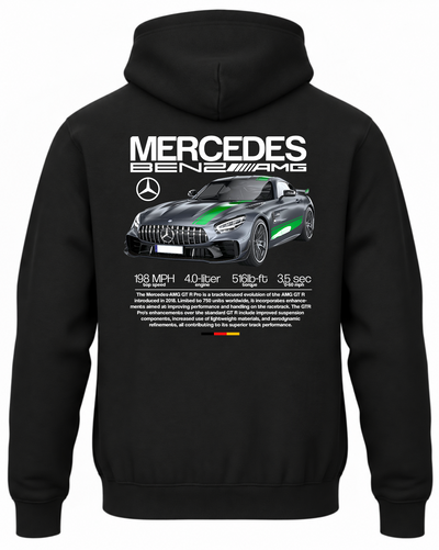 Czarna bluza z kapturem z nadrukiem Mercedes AMG GT R Pro – wzór 2