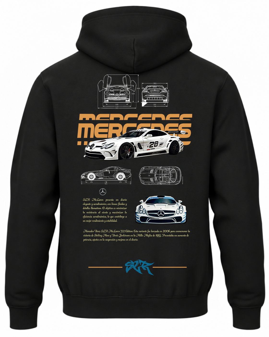 Czarna bluza z kapturem z nadrukiem Mercedes SLR