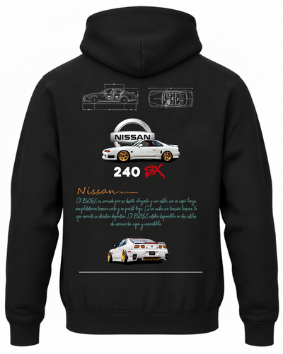 Czarna bluza z kapturem z nadrukiem Nissan 240SX