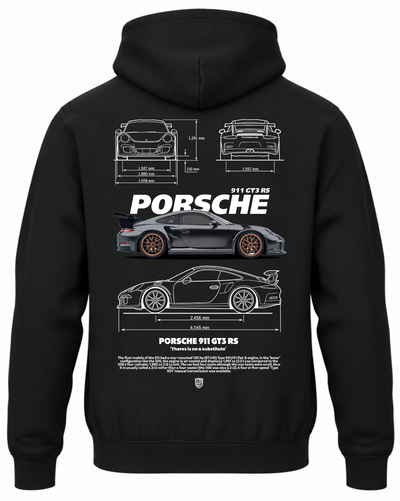 Czarna bluza z kapturem z nadrukiem Porsche 911 – wzór 3