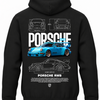 Czarna bluza z kapturem z nadrukiem Porsche 911 Turbo S RWB