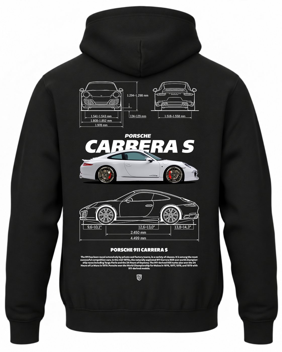 Czarna bluza z kapturem z nadrukiem Porsche Carrera S