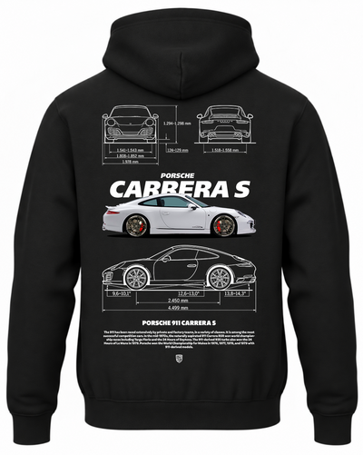Czarna bluza z kapturem z nadrukiem Porsche Carrera S