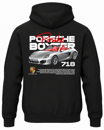 Czarna bluza z kapturem z nadrukiem Porsche Boxster