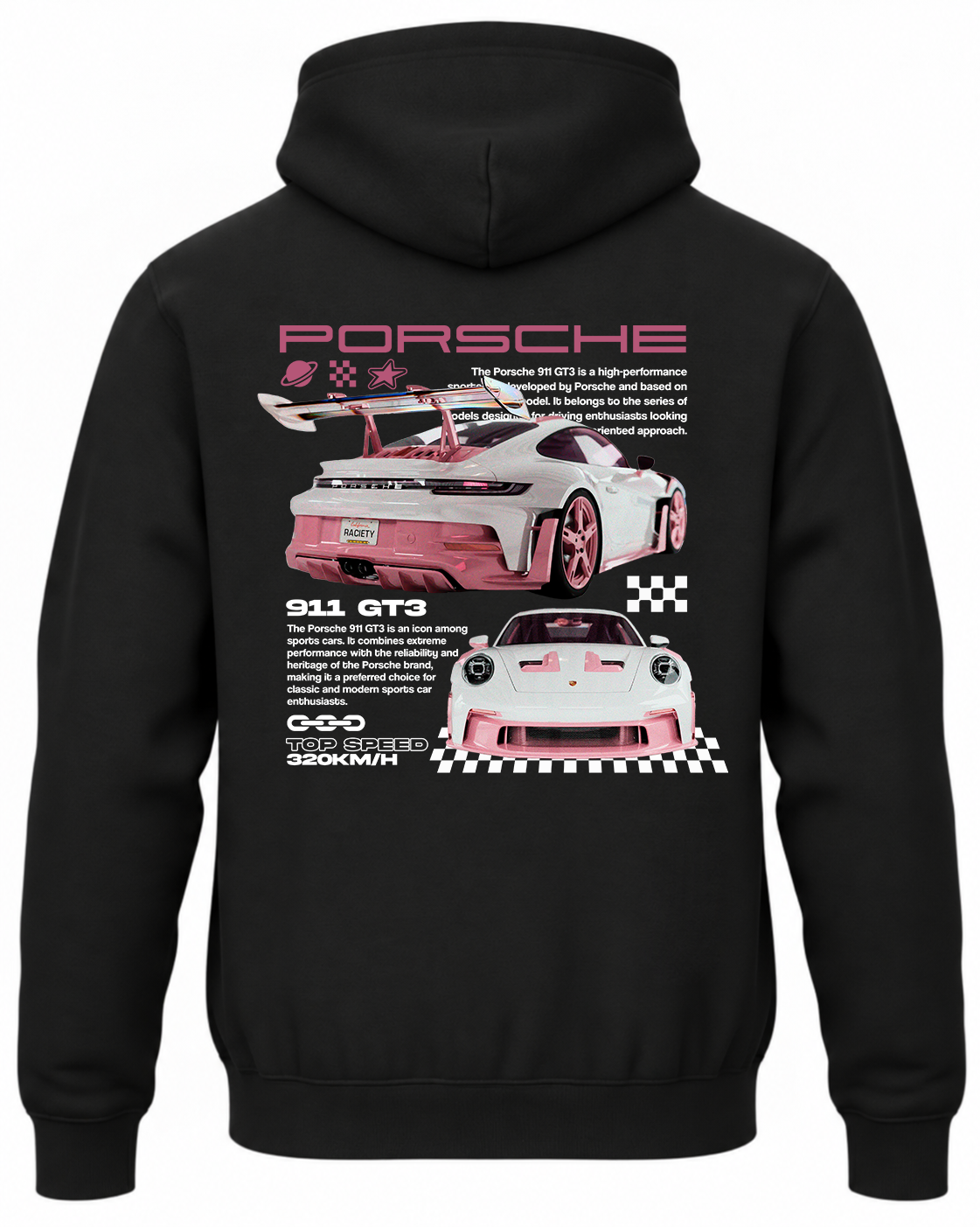 Czarna bluza z kapturem z nadrukiem Porsche – wzór 4