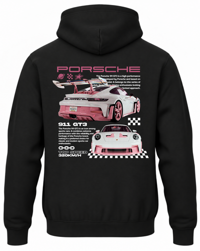 Czarna bluza z kapturem z nadrukiem Porsche – wzór 4