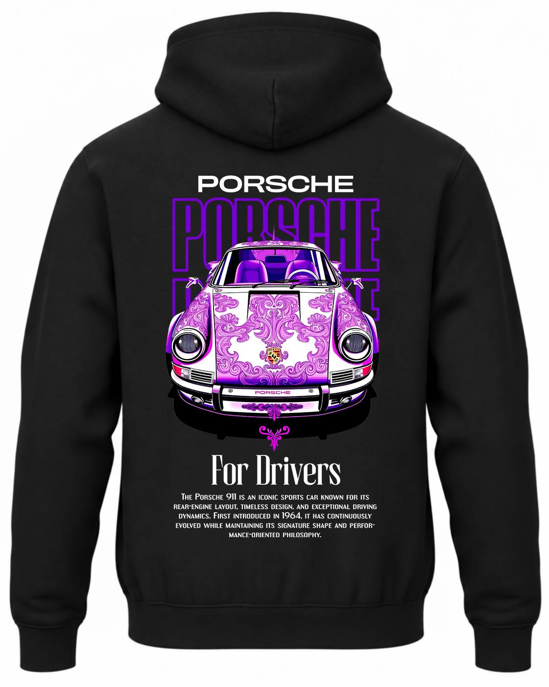 Czarna bluza z kapturem z nadrukiem Porsche POR9S
