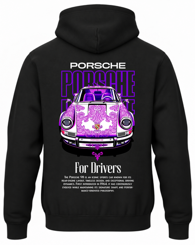 Czarna bluza z kapturem z nadrukiem Porsche POR9S