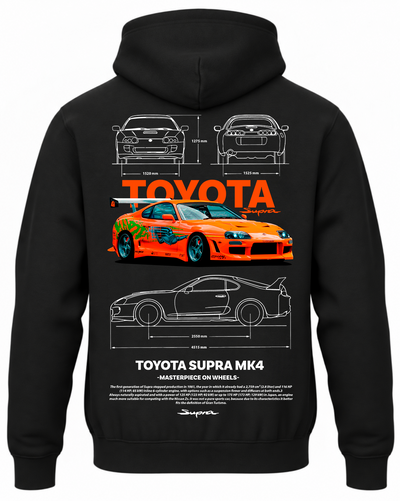 Czarna bluza z kapturem z nadrukiem Toyota Sport