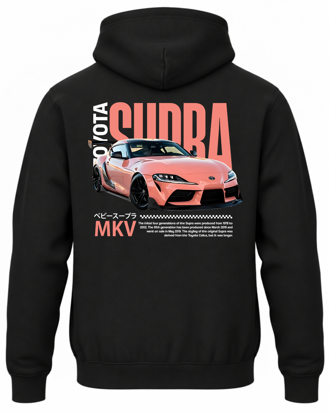 Czarna bluza z kapturem z nadrukiem Toyota Supra MKV