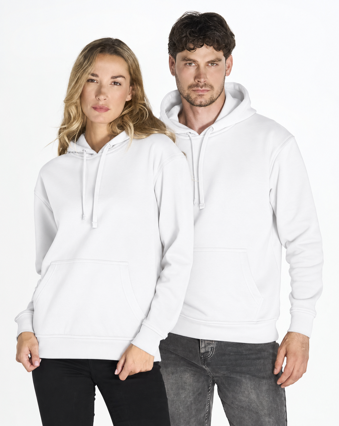 Bluza z własnym nadrukiem kangurka unisex 290gramów Biała JHK