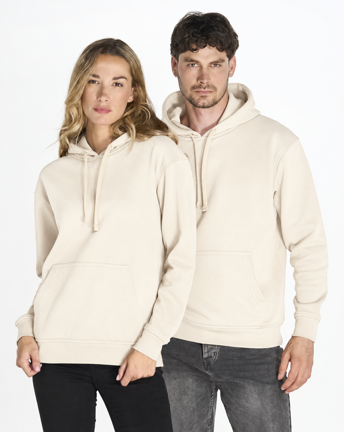 Bluza z własnym nadrukiem kangurka 290gramów unisex Kremowa