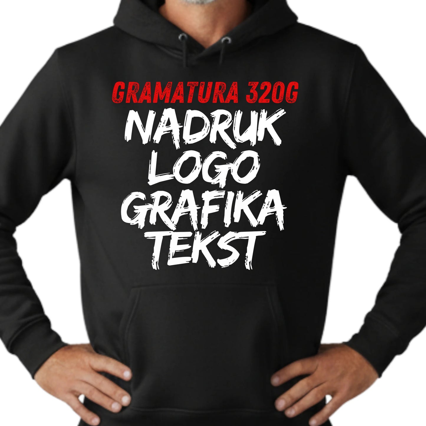 bluza z wlasnym nadrukiem grafika tekstem napisem logo meska