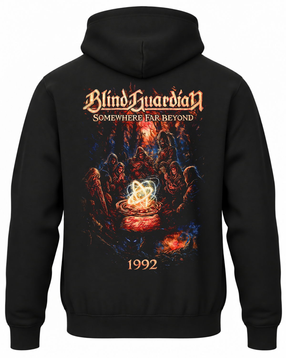 Czarna bluza Blind Guardian z kapturem i grafiką albumu Somewhere Far Beyond na plecach