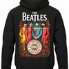 Czarna bluza z kapturem z zespołem The Beatles w kolorowych strojach Sgt. Pepper’s na plecach
