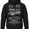 Czarna bluza z kapturem z nadrukiem samochodu BMW 3.0 CSL