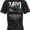 Czarna koszulka z motocyklem Kawasaki Z400 2023 i dużym napisem Z400