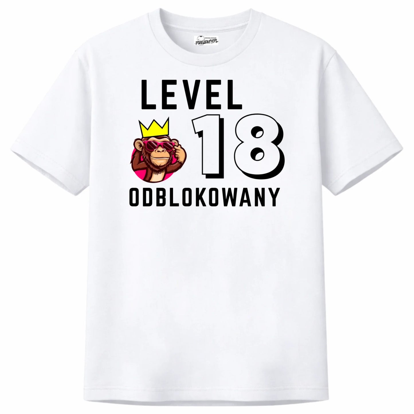 koszulka-na-18-urodziny-lvl-18-odblokowany-biala-PREZENTY-personalizowane