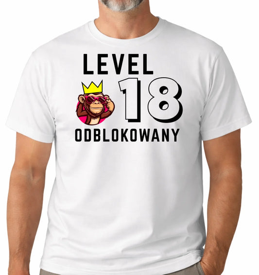 koszulka-na-18-urodziny-lvl-18-odblokowany-biala