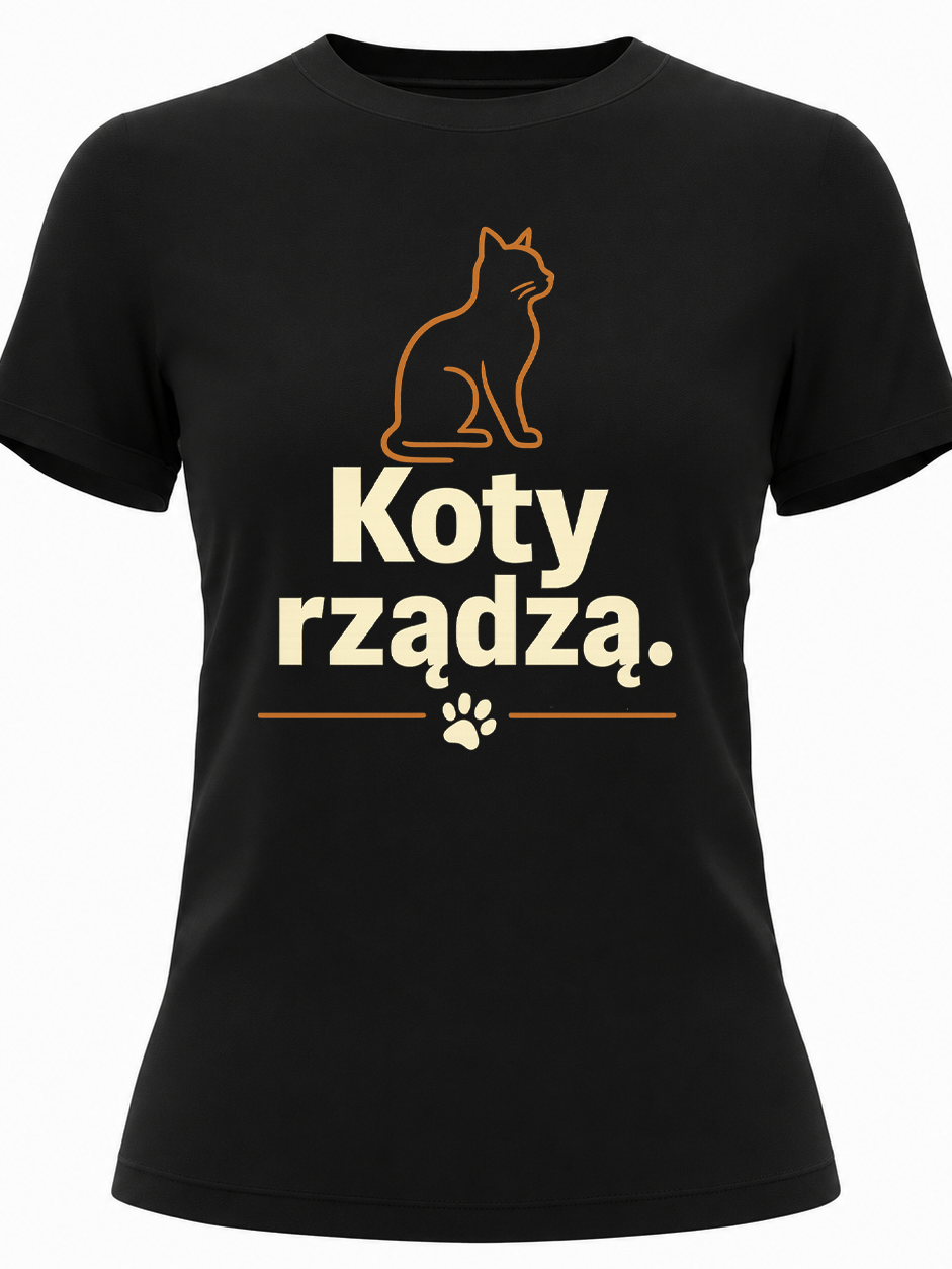 Koszulka dla kociary z nadrukiem Koty rządzą