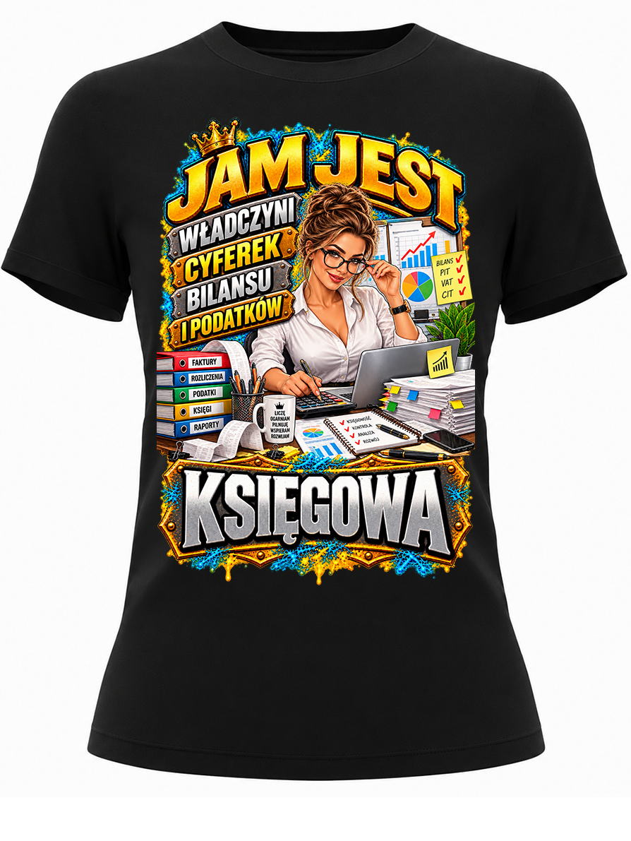 Koszulka dla księgowej – damska koszulka z kolorowym nadrukiem z motywem zawodu