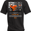 Czarna koszulka z pomarańczowym motocyklem KTM RC 8C i napisem KTM RC8C